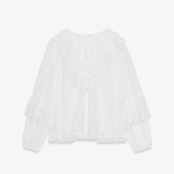 Zara lace sheer blouse - size medium - Picture 1 of 8
